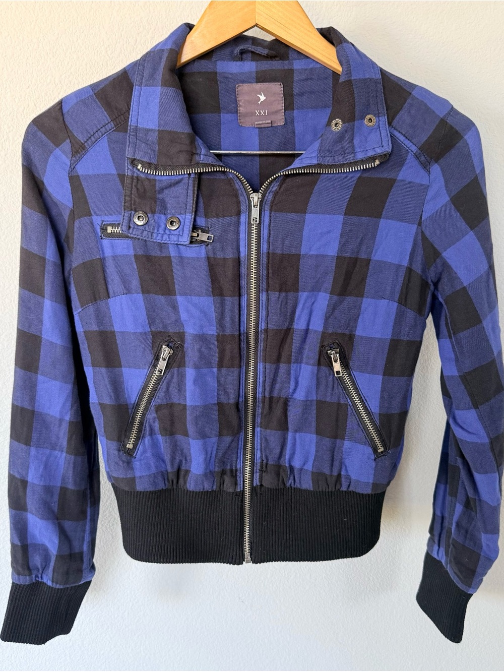 Forever 21 Y2K Grunge Checkered Cropped Jacket • Women’s Small